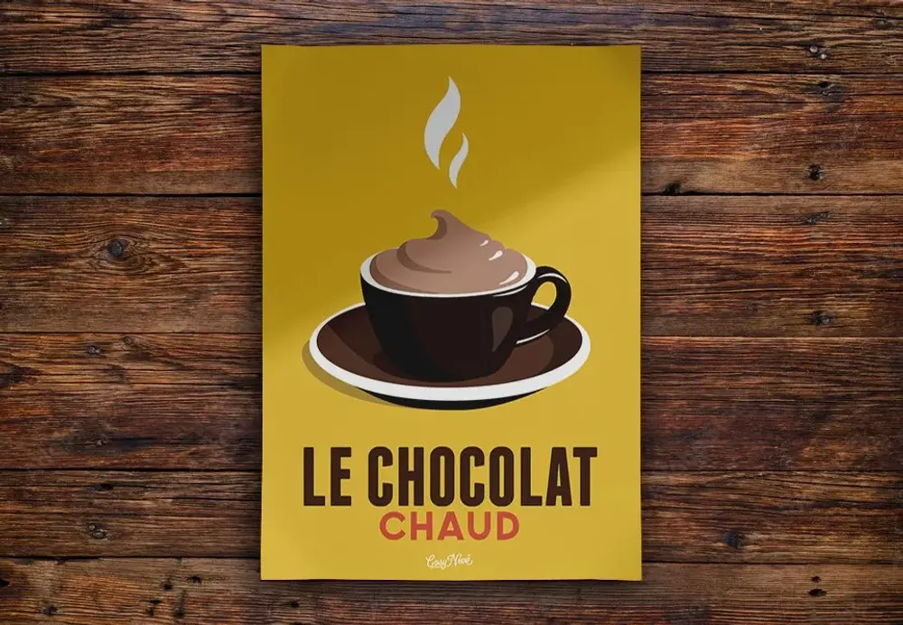 Poster - Poster Le Chocolat Chaud : Jaune - COSYNÉVÉ - MOUNTAIN POSTERS