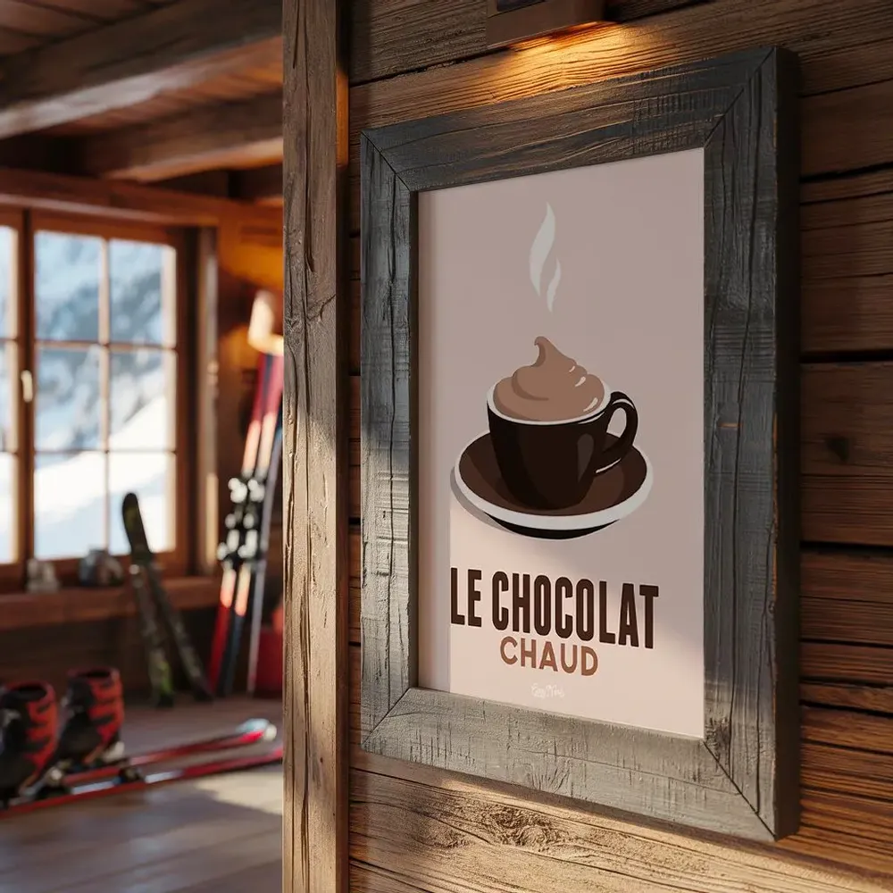 Poster - Poster Le Chocolat Chaud : Beige - COSYNÉVÉ - MOUNTAIN POSTERS
