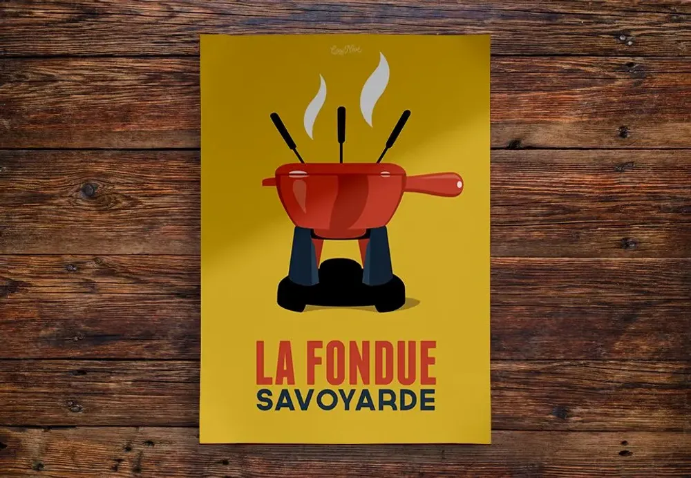 Poster - Poster La Fondue : Jaune - COSYNÉVÉ - MOUNTAIN POSTERS