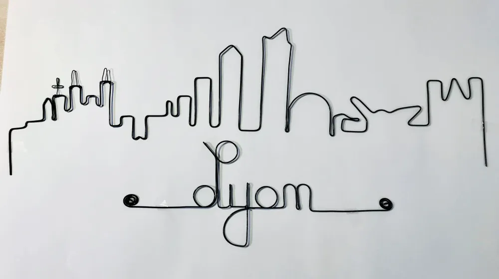 Other wall decoration - Wire Wall Decoration\" Lyon Line\ "” - to be pinned - BIJOUX DE MUR