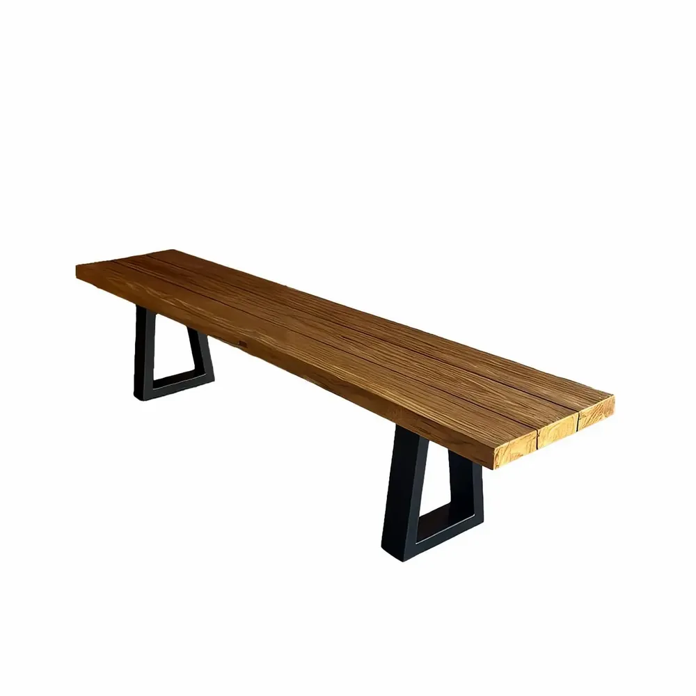 Benches - Bench With Iron Legs - Natural - 220 - BAZAR BIZAR LIVING