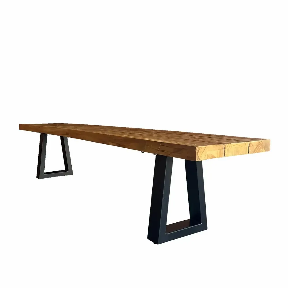 Benches - Bench With Iron Legs - Natural - 280 - BAZAR BIZAR LIVING