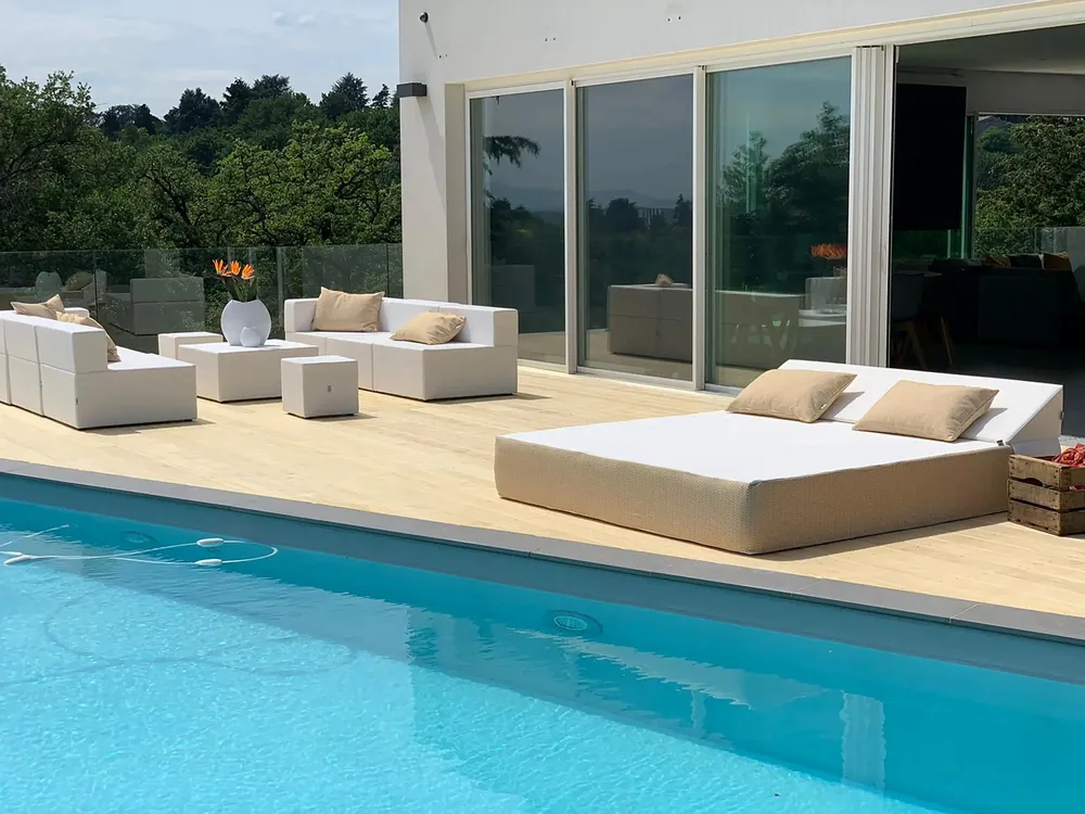 Piscines - SANDRA | Bed de Plage et Piscine COZIP | 200x180xh30 cm - COZIP
