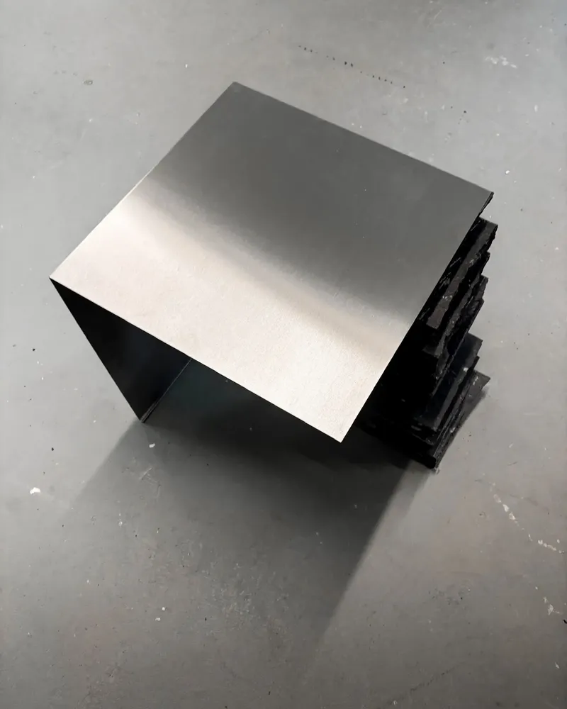 Coffee tables - Sculptural Black Basalt and Stainless Steel Coffetable [Tecton] - CASE STUDIOS