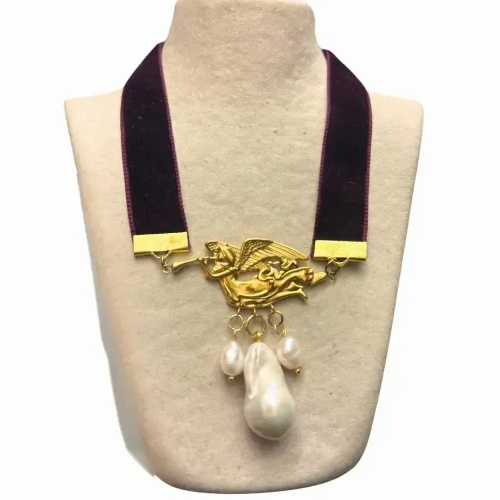 Bijoux - Choker Angel Barocco - velours bordeaux - FASCINATO