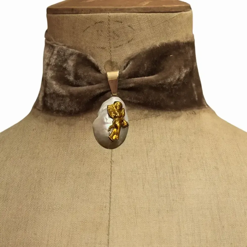 Jewelry - Choker Brown Silk Velvet - Barocco - FASCINATO