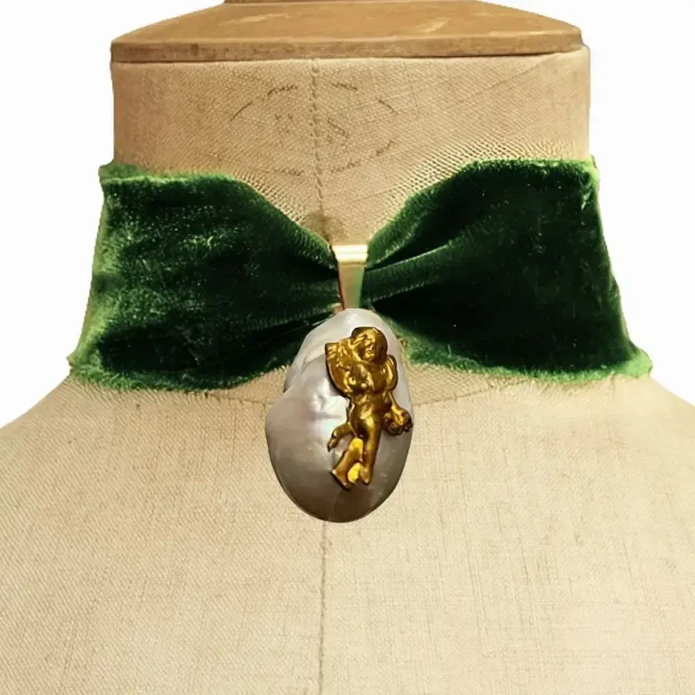 Jewelry - Choker Green Silk Velvet - Barocco - FASCINATO