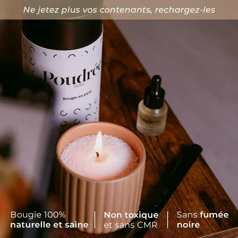 Candles - Pearled wax candle - 500gr - POUDRÉE PARIS