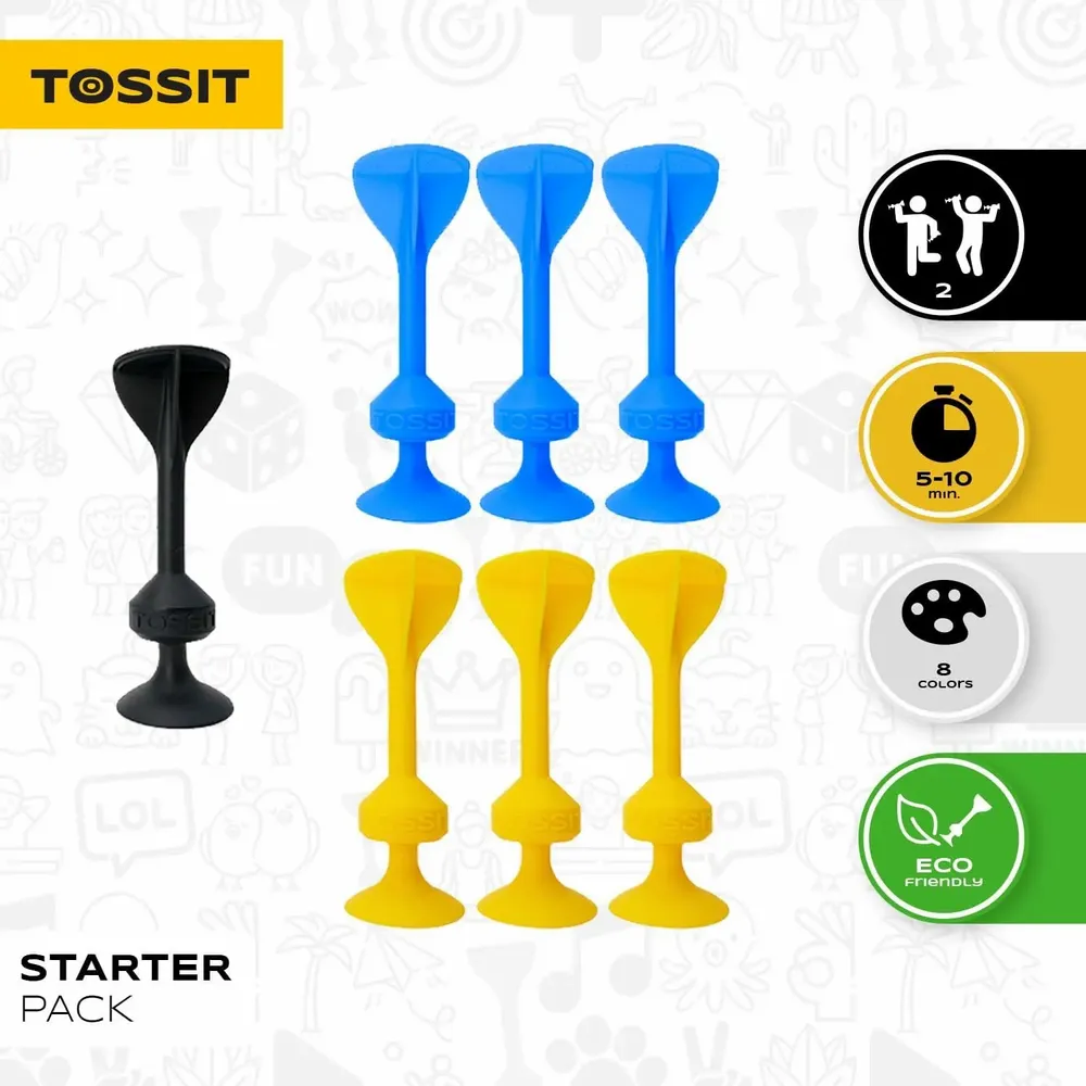 Jouets enfants - TOSSIT Jeu Fléchette Ventouse, Bleu Jaune, Starter Pack - TOSSIT