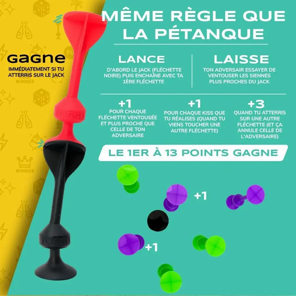 Jouets enfants - TOSSIT Jeu Fléchette Ventouse, Bleu Jaune, Starter Pack - TOSSIT