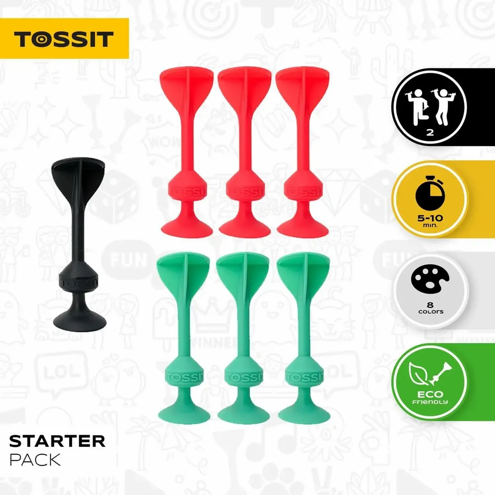 Jouets enfants - TOSSIT Jeu Fléchette Ventouse, Rouge Cyan, Starter Pack - TOSSIT