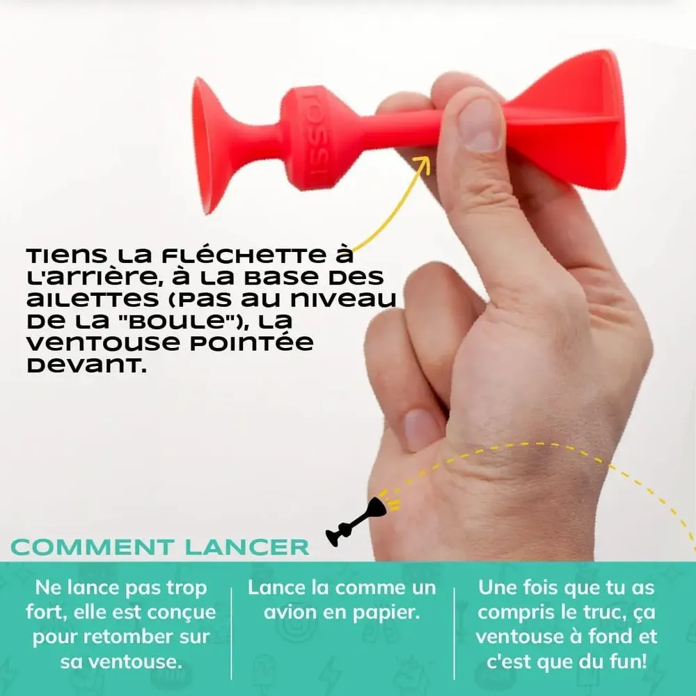 Jouets enfants - TOSSIT Jeu Fléchette Ventouse, Rouge Cyan, Starter Pack - TOSSIT