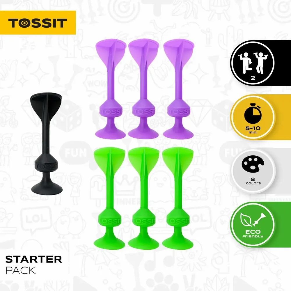 Jouets enfants - TOSSIT Jeu Fléchette Ventouse, Violet Vert, Starter Pack - TOSSIT
