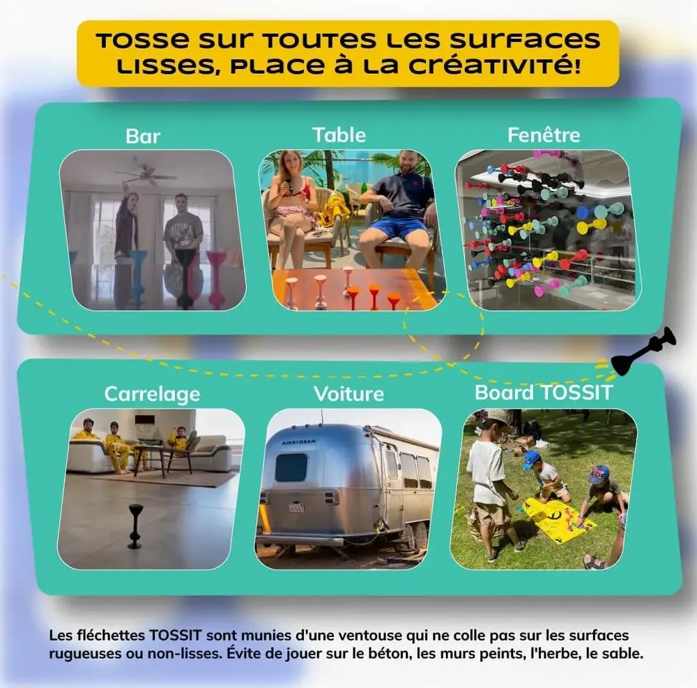 Jouets enfants - TOSSIT Jeu Fléchette Ventouse, Violet Vert, Starter Pack - TOSSIT