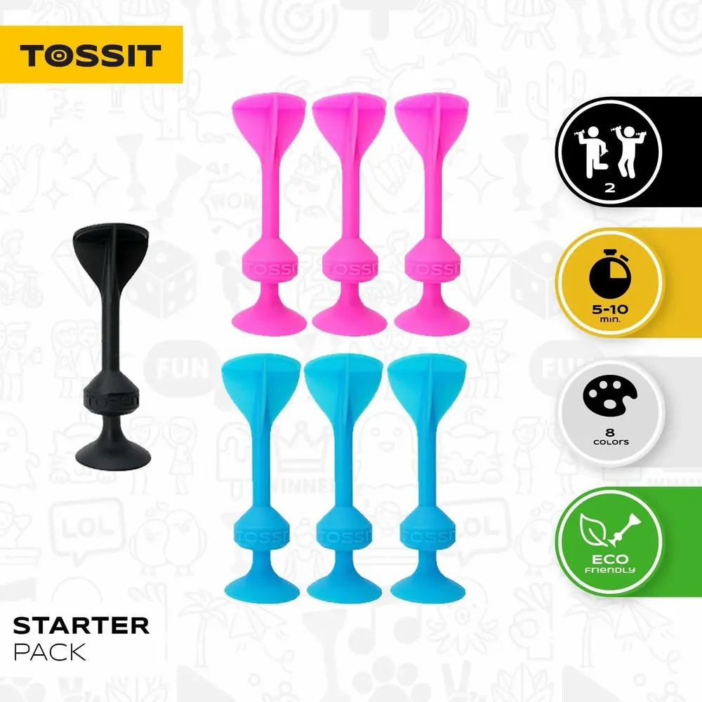 Jouets enfants - TOSSIT Jeu Fléchette Ventouse, Rose Bleu, Starter Pack - TOSSIT