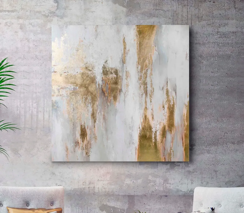 Office design and planning - « Cascade » Series of textured handmade abstract paintings - MATISS ART STUDIO