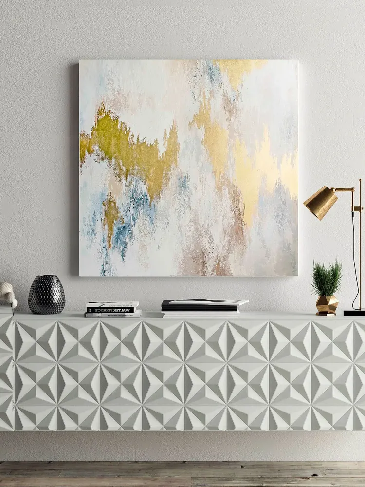 Office design and planning - « Cascade » Series of textured handmade abstract paintings - MATISS ART STUDIO