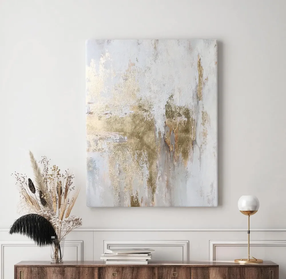 Office design and planning - « Cascade » Series of textured handmade abstract paintings - MATISS ART STUDIO