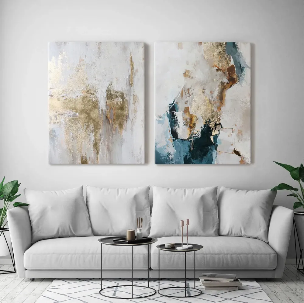 Office design and planning - « Cascade » Series of textured handmade abstract paintings - MATISS ART STUDIO
