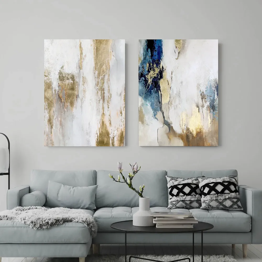 Office design and planning - « Cascade » Series of textured handmade abstract paintings - MATISS ART STUDIO
