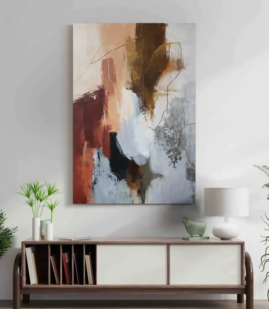 Office design and planning - « Impression » Series of handmade textured abstract paintings - MATISS ART STUDIO