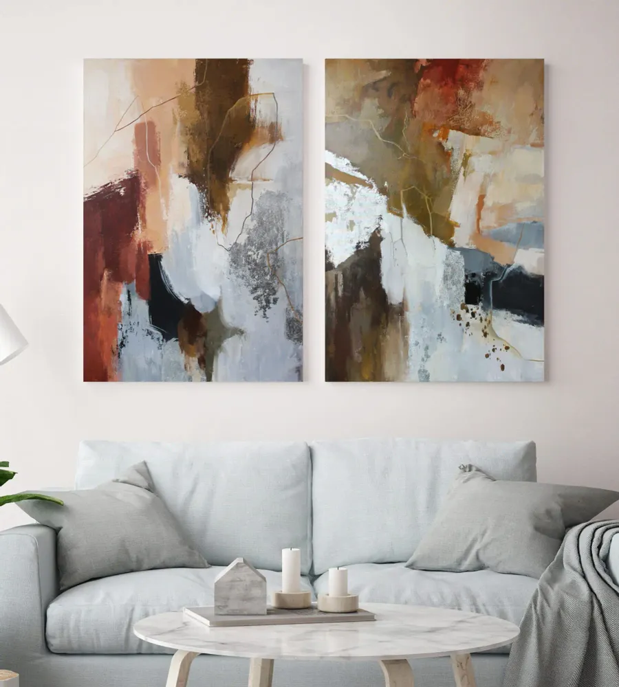 Office design and planning - « Impression » Series of handmade textured abstract paintings - MATISS ART STUDIO