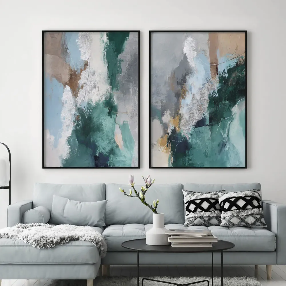 Aménagements pour bureau - « Coast » Série de peintures abstraites texturées faites à la main - MATISS ART STUDIO