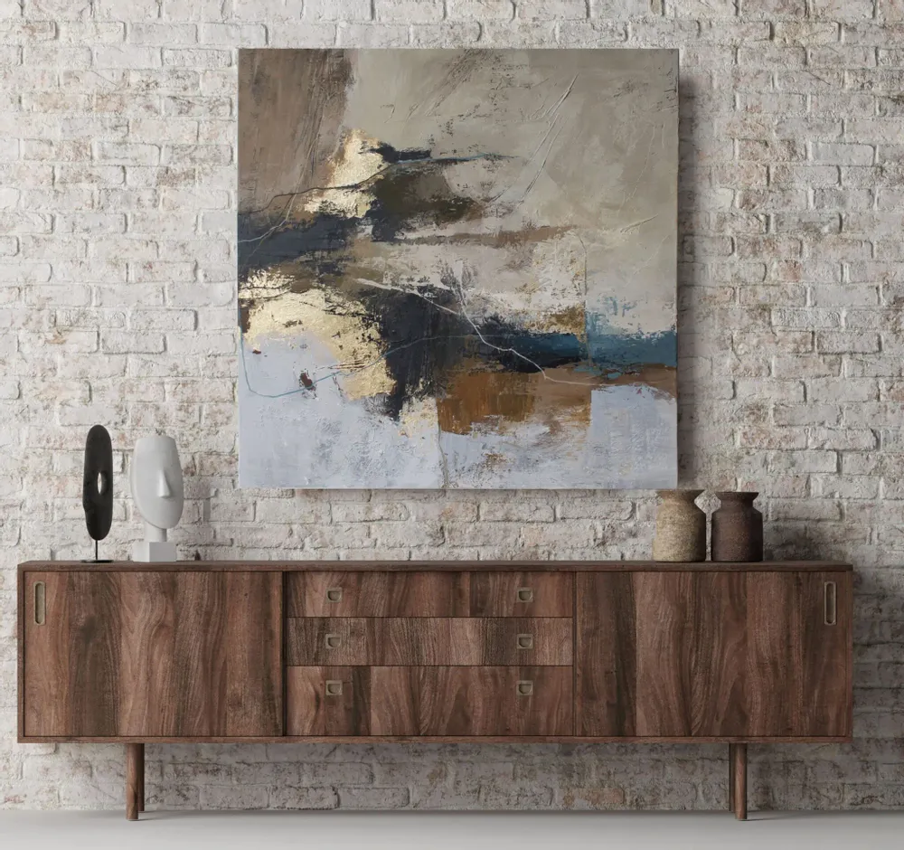 Office design and planning - « Flight » Series of handmade textured abstract paintings - MATISS ART STUDIO