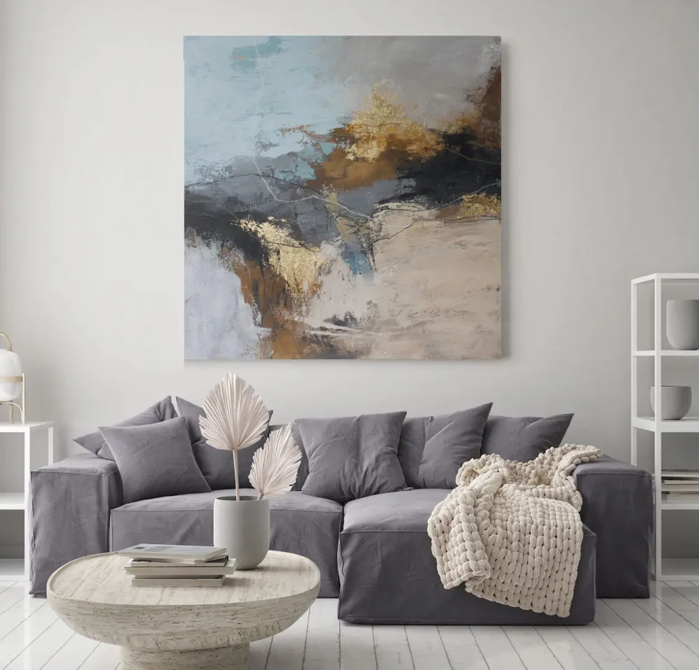 Office design and planning - « Flight » Series of handmade textured abstract paintings - MATISS ART STUDIO