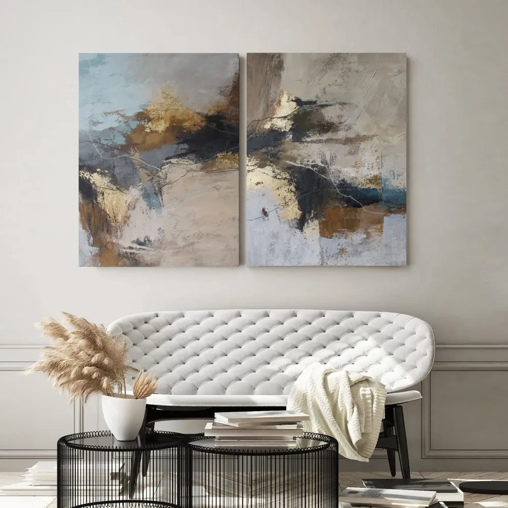 Office design and planning - « Flight » Series of handmade textured abstract paintings - MATISS ART STUDIO