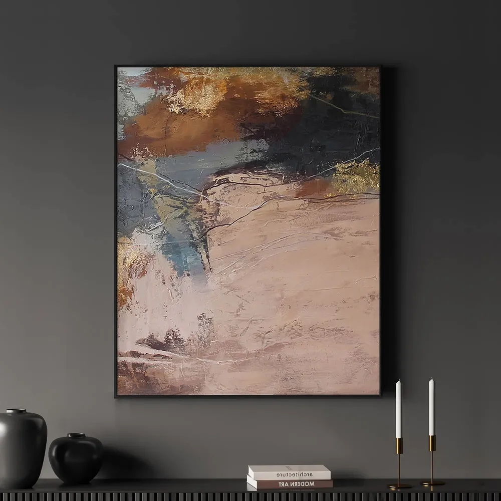Office design and planning - « Flight » Series of handmade textured abstract paintings - MATISS ART STUDIO