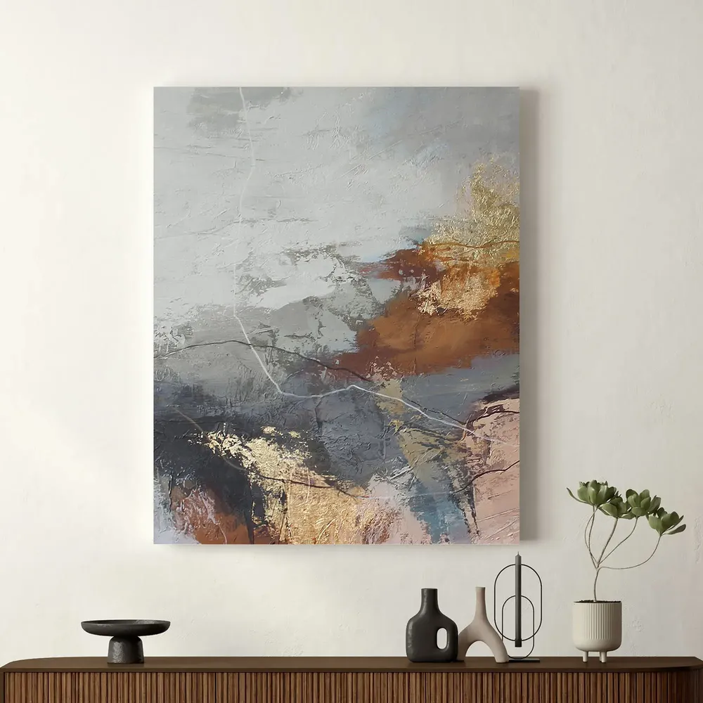 Office design and planning - « Flight » Series of handmade textured abstract paintings - MATISS ART STUDIO