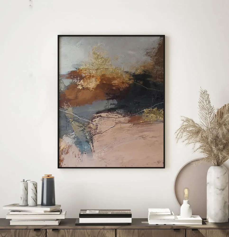 Office design and planning - « Flight » Series of handmade textured abstract paintings - MATISS ART STUDIO