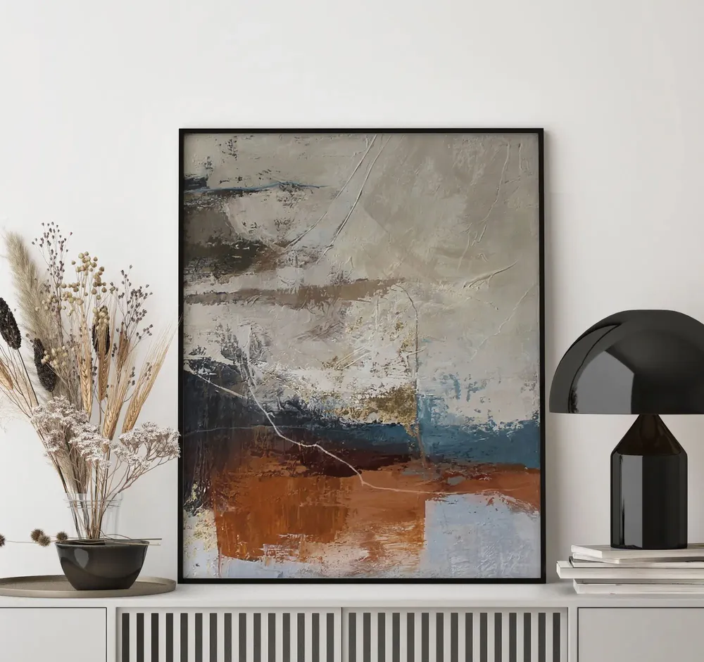 Office design and planning - « Flight » Series of handmade textured abstract paintings - MATISS ART STUDIO