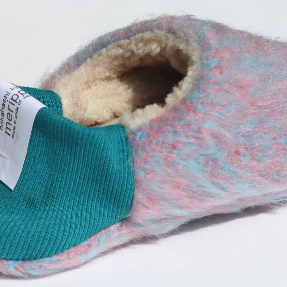 Chaussettes - JAPAN MADE Reversible room shoes / Melange Shaggy × Quilting Boa - MERIPPA