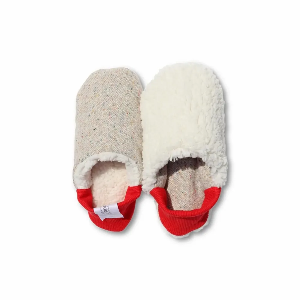 Chaussettes - JAPAN MADE Reversible room shoes / Hopping Nep Tweed × Sheep Boa - MERIPPA