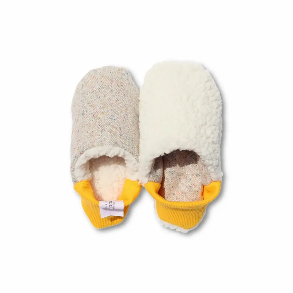 Chaussettes - JAPAN MADE Reversible room shoes / Hopping Nep Tweed × Sheep Boa - MERIPPA