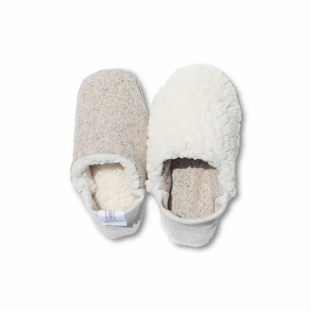 Chaussettes - JAPAN MADE Reversible room shoes / Hopping Nep Tweed × Sheep Boa - MERIPPA