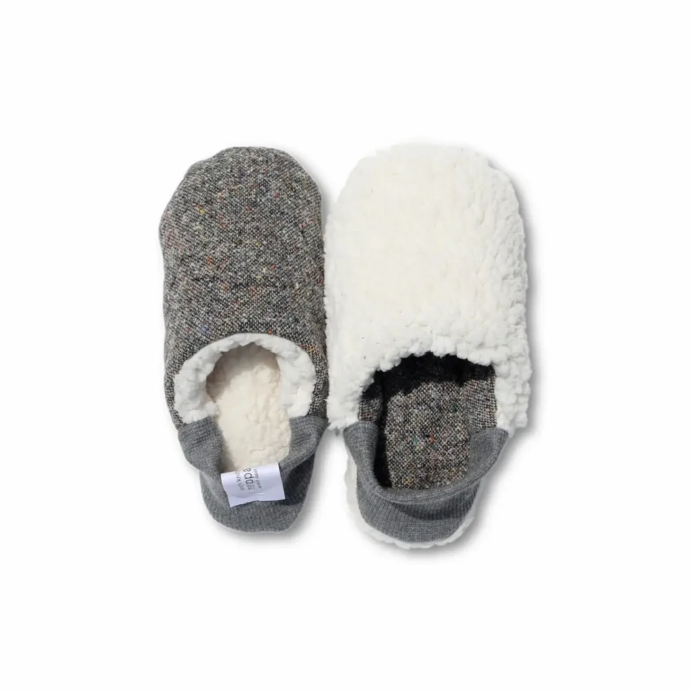 Chaussettes - JAPAN MADE Reversible room shoes / Hopping Nep Tweed × Sheep Boa - MERIPPA