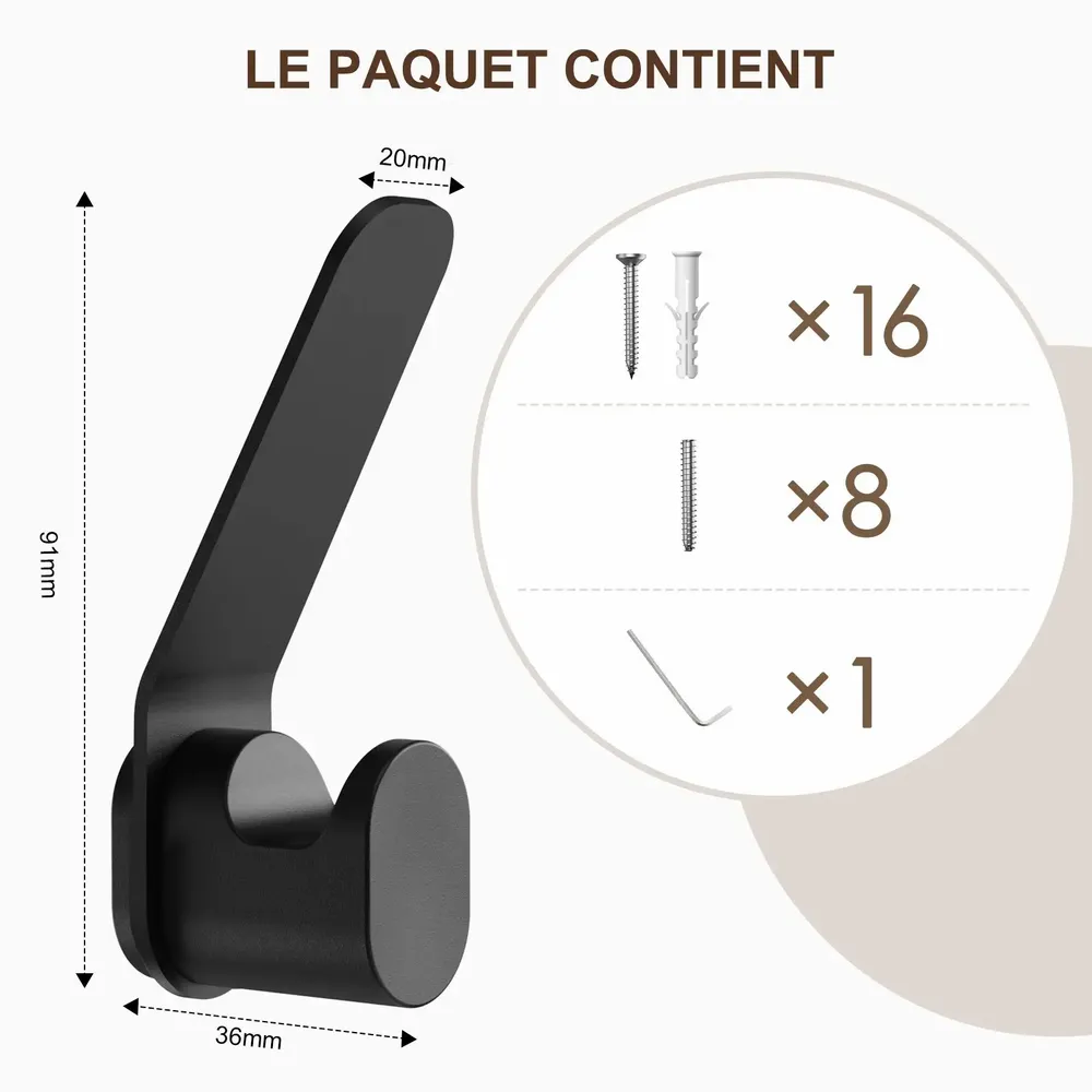 Etagères - KAPANOU Crochet Mural AAA04-Black - KAPANOU