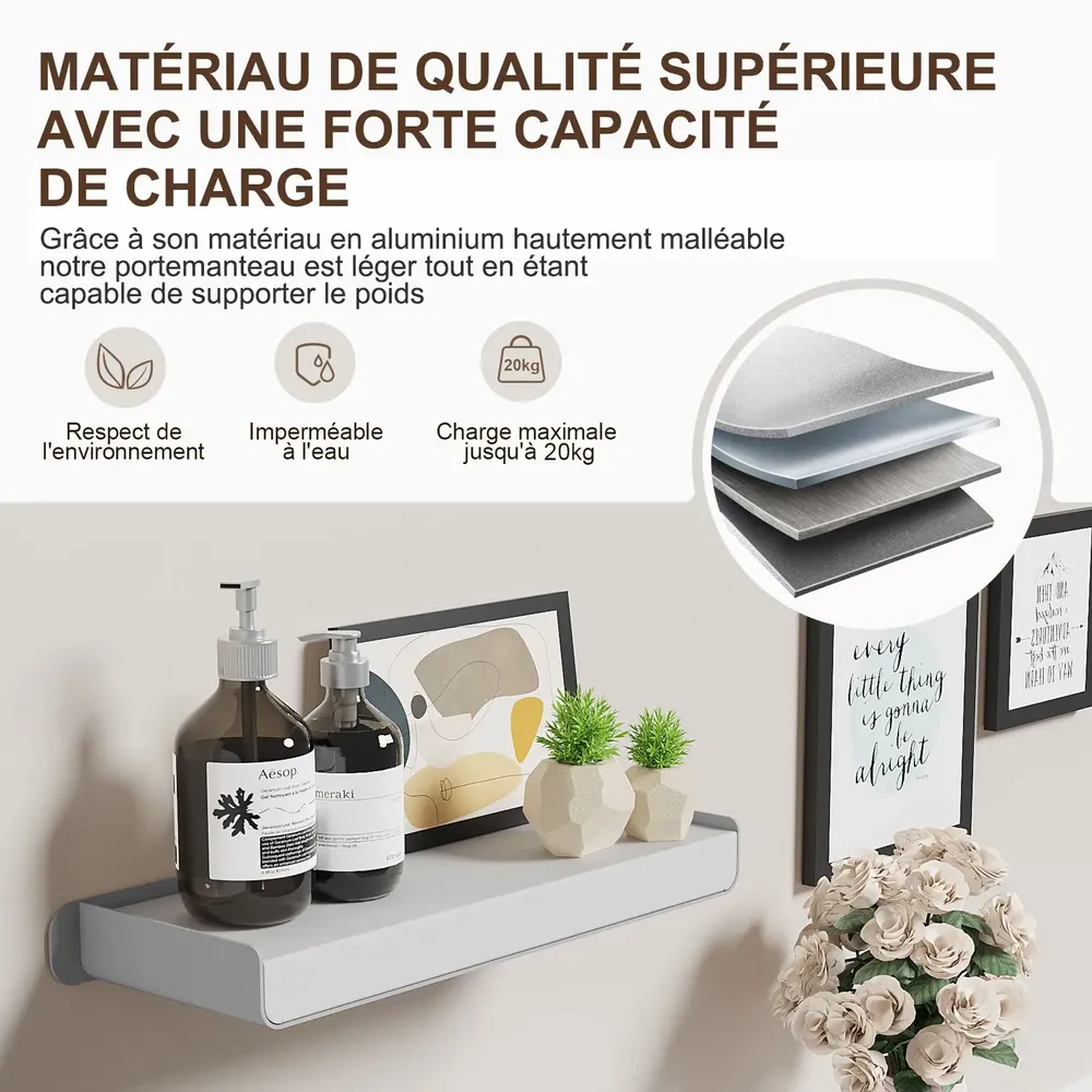 Etagères - KAPANOU Étagères Mural Rangement AAA05-Grey - KAPANOU