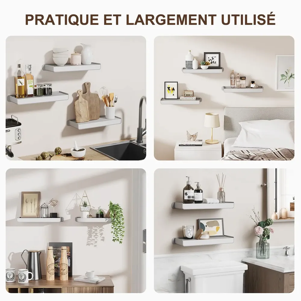 Etagères - KAPANOU Étagères Mural Rangement AAA05-Grey - KAPANOU