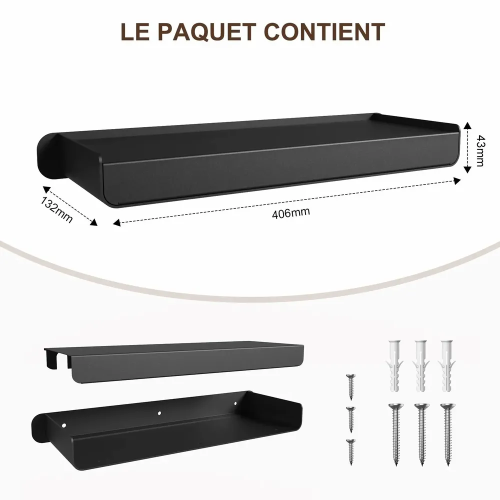 Shelves - KAPANOU Wall Shelves Storage AAA06-Black - KAPANOU