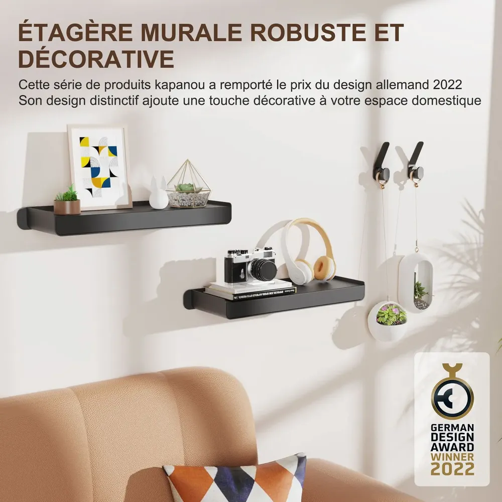 Shelves - KAPANOU Wall Shelves Storage AAA06-Black - KAPANOU