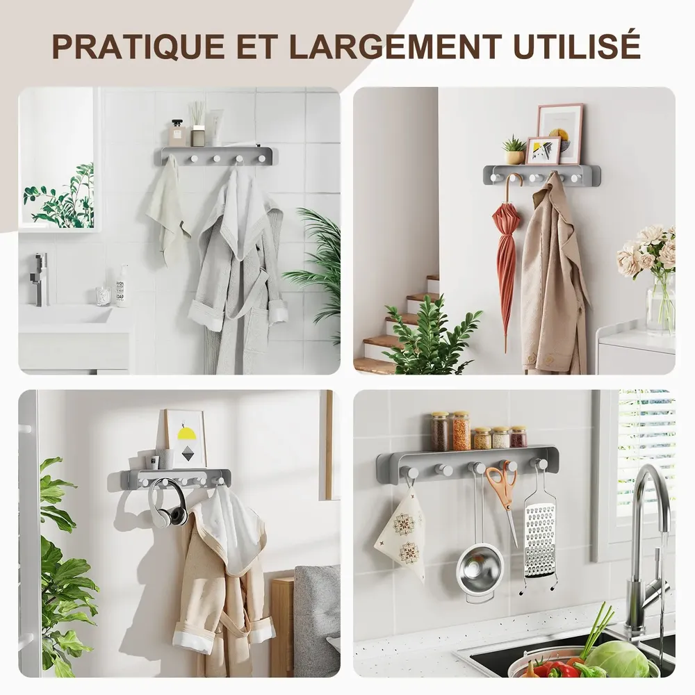 Etagères - KAPANOU Porte-manteau Mural AAA07-Grey - KAPANOU