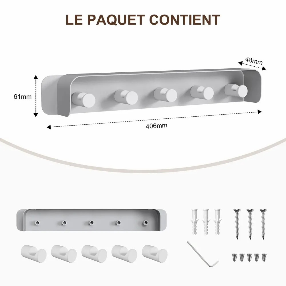 Etagères - KAPANOU Porte-manteau Mural AAA07-Grey - KAPANOU