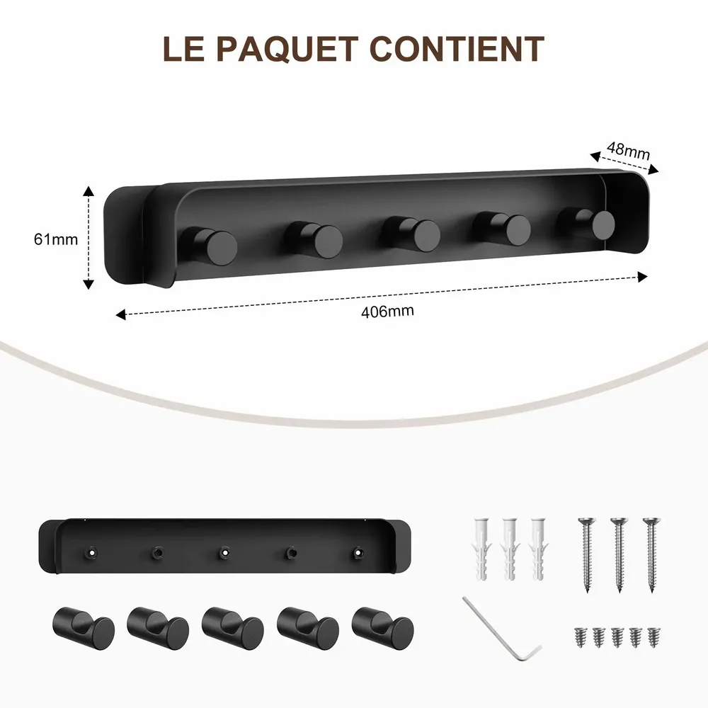 Shelves - KAPANOU AAA08-Black Wall Coat Rack - KAPANOU