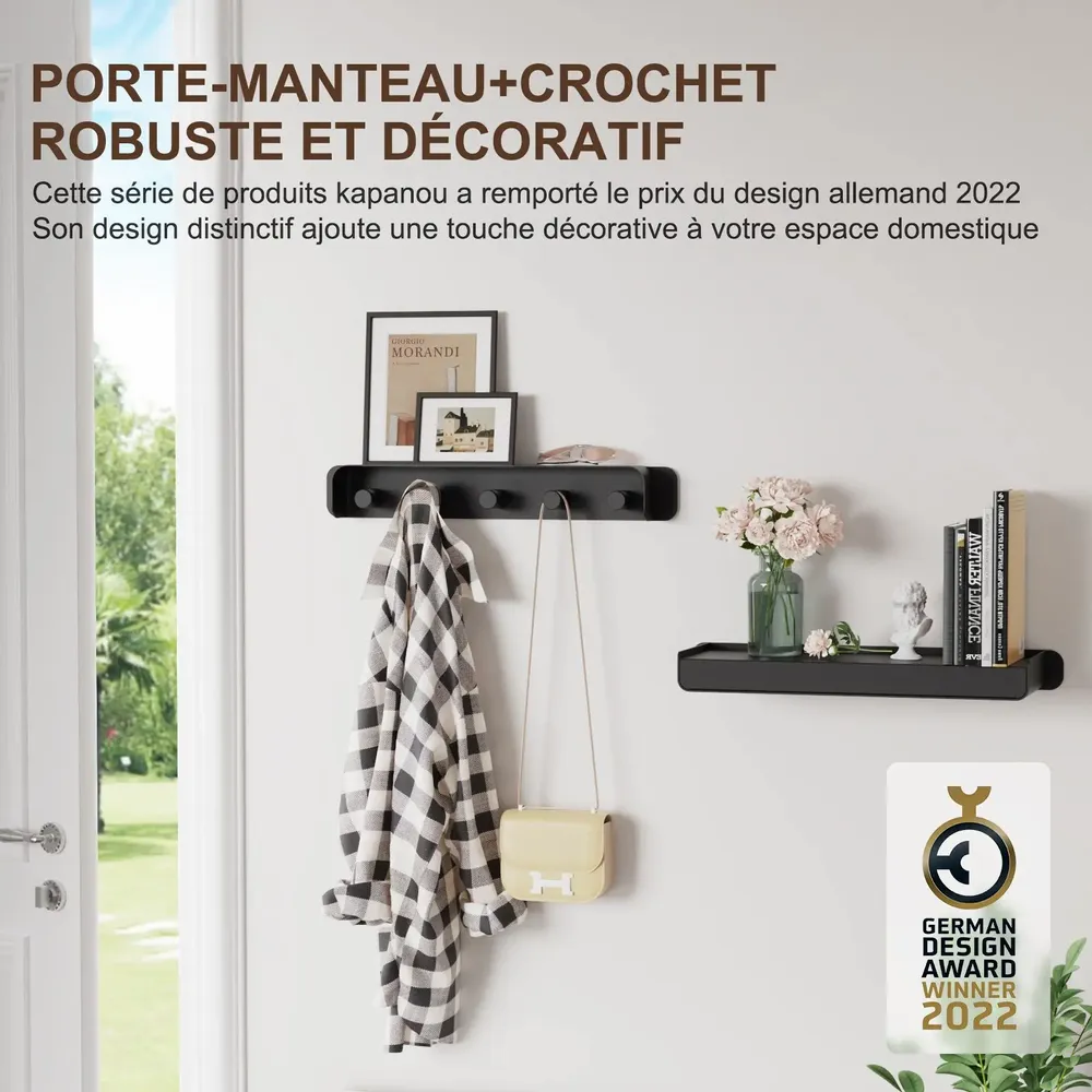 Shelves - KAPANOU AAA08-Black Wall Coat Rack - KAPANOU