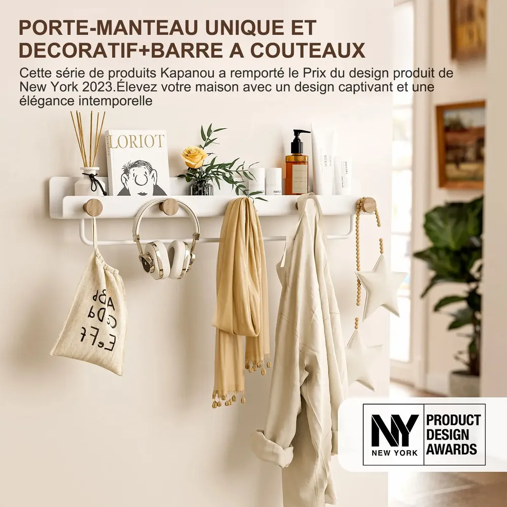 Shelves - KAPANOU Shelf with hooks CCC002-W - KAPANOU