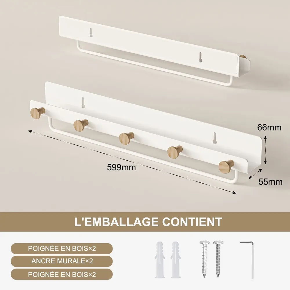 Shelves - KAPANOU Shelf with hooks CCC002-W - KAPANOU